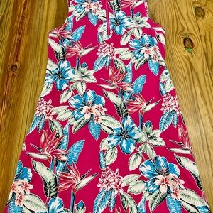 Tommy Bahama Golf Dress Pink Blue Floral Sleeveless  Pockets Size Large EUC